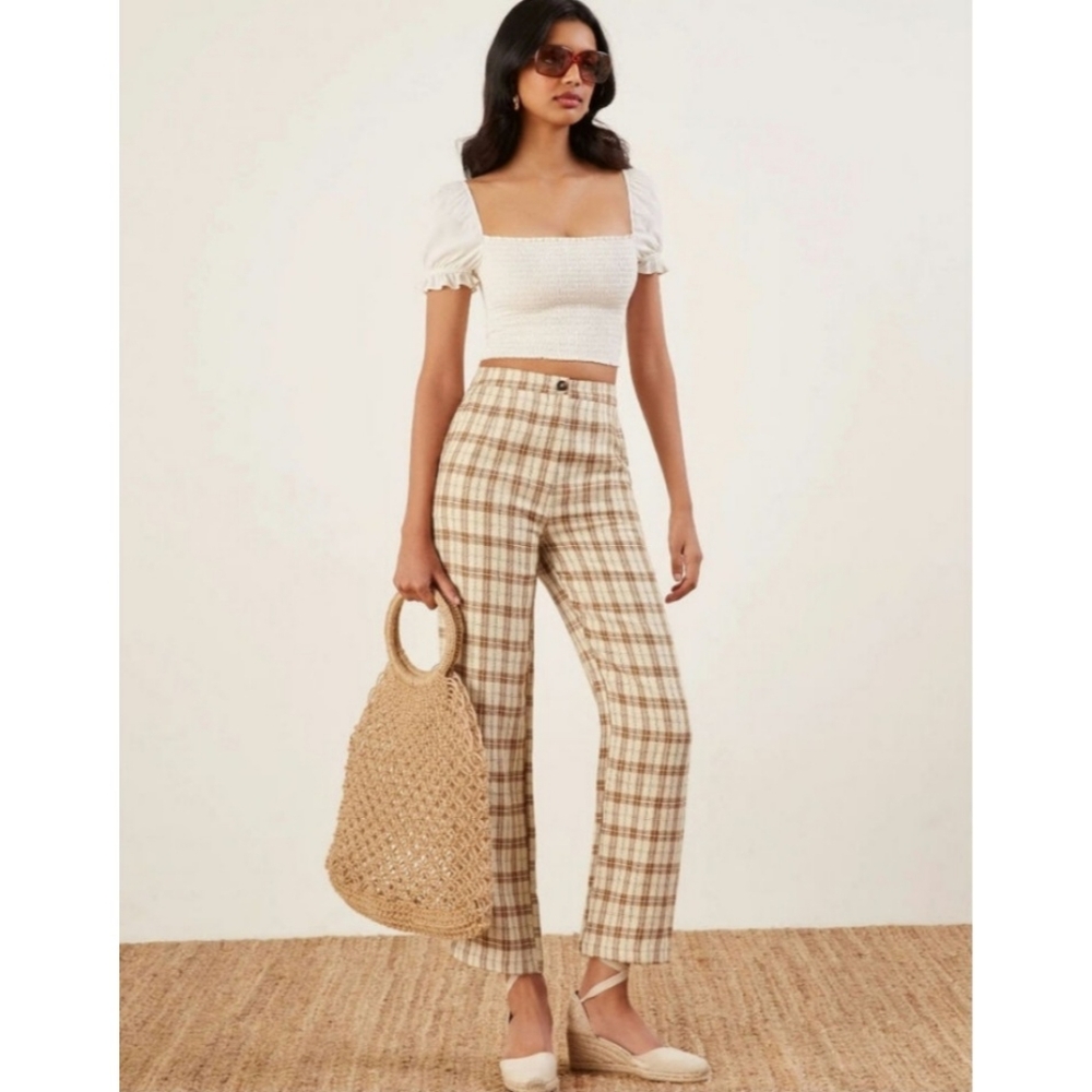 Reformation | Verano Plaid Linen Pants Dover Nwot